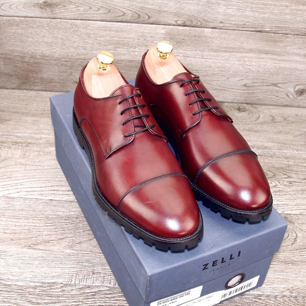 * NIB * $695 Nordstrom ZELLI Italia 8.5 M Italian Derby Burgundy * add $15 Trees